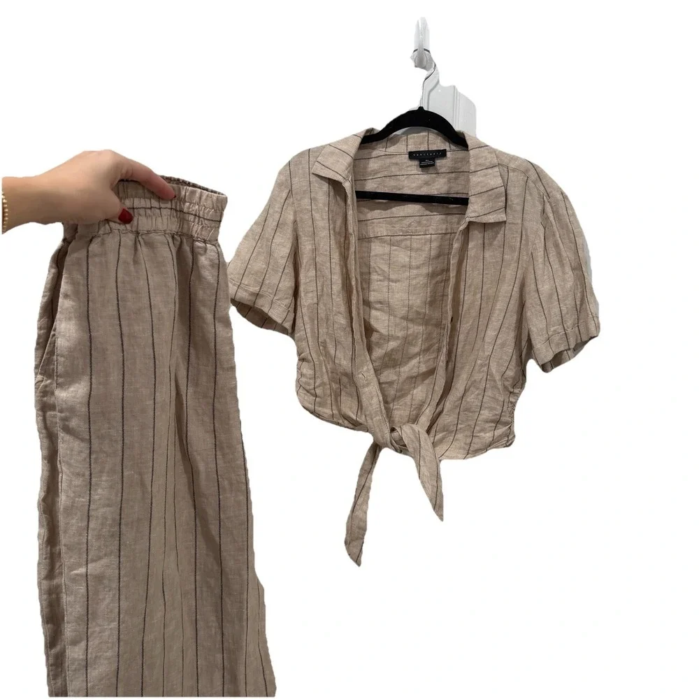 Women's Sanctuary SET top (xs) Pants‎ (small) Striped Linen Blend Lightweight